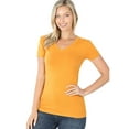 thumbnail image 1 of V-Neck Short Sleeve T Shirt Plain Solid Top Stretchy Cotton Tee, 1 of 4