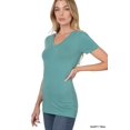 thumbnail image 1 of V-Neck Short Sleeve T Shirt Plain Solid Top Stretchy Cotton Tee, 1 of 4