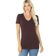 thumbnail image 1 of V-Neck Short Sleeve T Shirt Plain Solid Top Stretchy Cotton Tee, 1 of 4