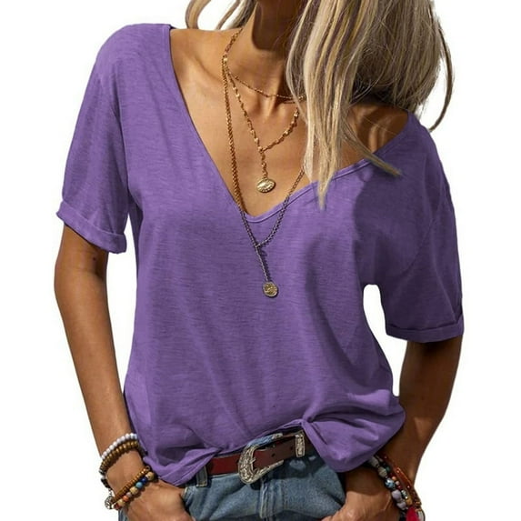 V Neck Short Sleeve Tops XXXL
