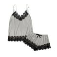 thumbnail image 1 of Womens Silk Satin Pajama Set V Neck Camisole Top And Shorts Sleepwear Lingerie, 1 of 2