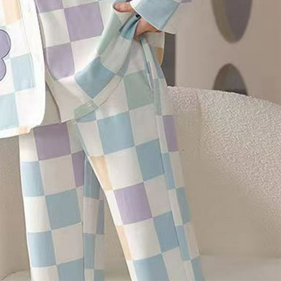 V-Neck, Skin-Friendly, Breathable, 2-Piece Nightwear, Size XL Girls' Long Sleeve Print Pajama Set
