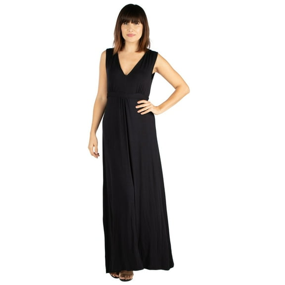 V Neck Sleeveless Maxi Dress with Belt
