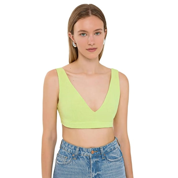 V-Neck Sleeveless Woven Crop Top