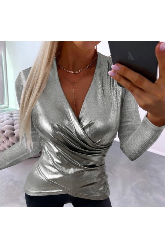 V Neck Solid Color Women's Shirt Shirt Women's Clothing Women Casual Short Sleeve Ladies Long Sleeve T Shirts Long Sleeve Polyester T Shirt Women T Shirt Women Summer Womens Long Sleeved Tee Shirt