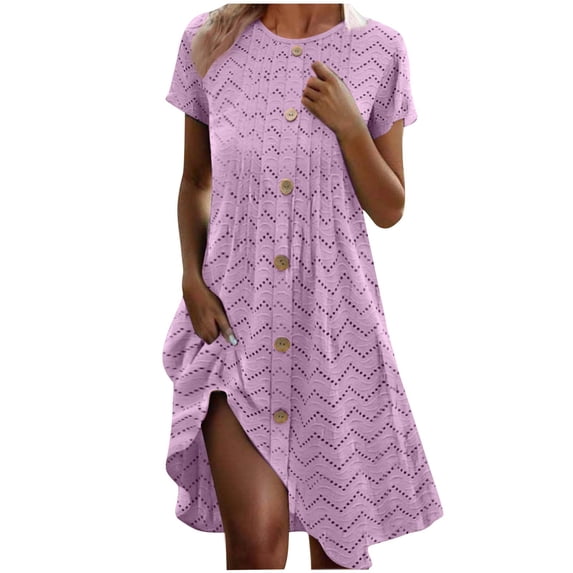 V-Neck Spaghetti Strap Solid Color Casual Dress for Women Sleeveless Button-Front A-Line Swing Dress Side Pockets Summer Casual Dress