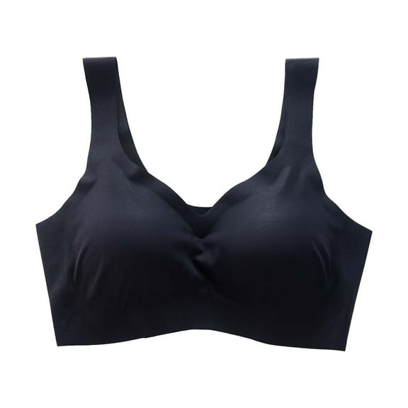 V Neck Sports Bra Women Seamless Bra Feature V-Neck Padded Bra Style W-928 Black M