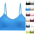 thumbnail image 1 of V-Neck Sports Bras for Women - Adjustable Thin Straps Padded Yoga Top Basic Wireless Camisole 2026 Blue L, 1 of 4
