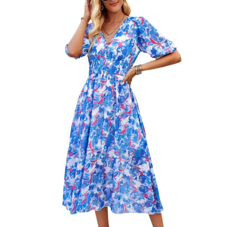 Casual Vintage Geometric Printing V Neck Printed Dress Dresses(4 Colors) Casual Vintage Geometric Printing V Neck Printed Dress Dresses(4 Colors)