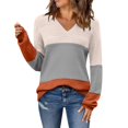 thumbnail image 1 of V Neck Sweater Comdrip Womens 2025 Fall Sweaters Casual Long Sleeve Ribbed Knit Pullover V Neck Lightweight Crochet Pullover Sweater Top Women's Fall Sweaters orange 2XL, 1 of 6