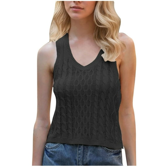V Neck Sweater Tank Tops for Women Solid Knit Tank Dressy Sleeveless Tank Top Lightweight Tank Blouse Tank Top Clearance Sale