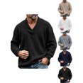 thumbnail image 1 of V Neck Sweater Zaewscy Men's V‑Neck Cable Knit Sweater Long Sleeve Loose Casual Pullover Jumper Black XXL, 1 of 9