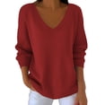 thumbnail image 1 of V Neck Sweaters for Women Plus Size Fall Casual Classic Soft Loose Fit Pullover Fashion Clothes 2025, 1 of 7