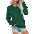 thumbnail image 1 of V Neck Sweatshirt Women with Pockets Casual Plain Comfort Hoodless Hoodies Cozy Fleece Pullover Sweatshirts No Hood Dark Green S, 1 of 5