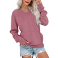 thumbnail image 1 of V Neck Sweatshirt Women with Pockets Casual Plain Comfort Hoodless Hoodies Cozy Fleece Pullover Sweatshirts No Hood Watermelon Red M, 1 of 3