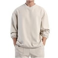 thumbnail image 1 of V Neck Sweatshirts for Men Casual Pullover Long Sleeve Shirts Solid Color Basic Warm Going-Out Hiking Workout No Hood Sweatshirt Tops, 1 of 8