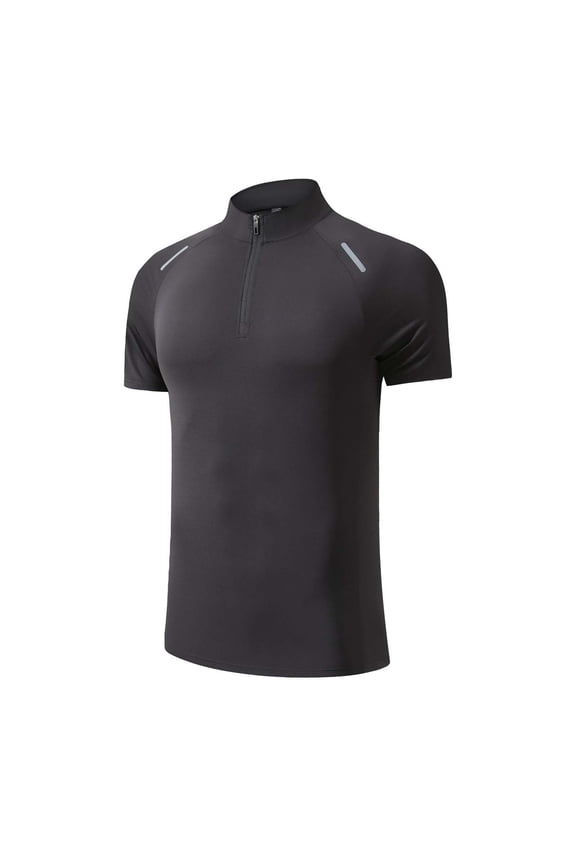 V Neck T Shirts for Man Loose Fitting Men's Quarter-Zip Sports T-Shirt, Raglan Sleeve Performance Wear Seamless Stretchy Ice Silk Breathable Fitness, Running Training Tee Tops Black XL