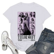 BSYOUFIER V Neck T Shirts for Women Plus Size Tops Printed short sleeve round neck loose Top T Shirts Basic Shirts Tshirts Blouse Spring Summer , Womens Spring Tops,Black,S