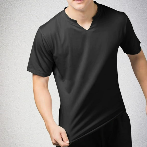 V Neck T Shirts for Men Short Sleeve Tshirts Shirt Mens Casual Solid Stretchy Pullover Slim Basic Athletic Workout Tees Tops