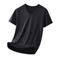 thumbnail image 1 of Mlzmgr V Neck T Shirts for Men M-4XL Plus Size Stretchy Short Sleeve Athletic Shirts Breathable Casual Workout Tops, 1 of 8