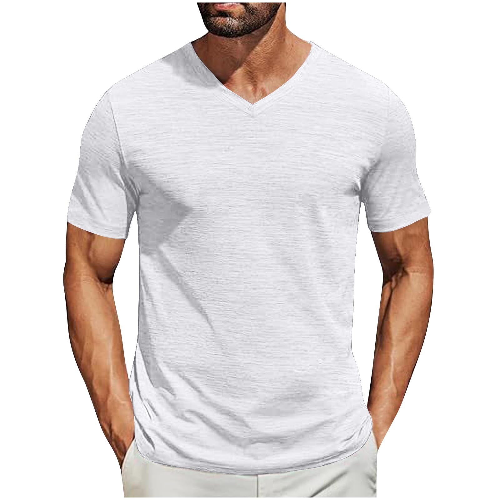 V Neck T Shirts for Men Slim Fitted Muscle Tees Vneck Undershirts Short ...