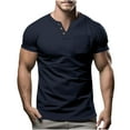 thumbnail image 1 of V Neck T Shirts for Men with Pocket and Button Short Sleeve Tshirts Shirt Mens Casual Solid Color Pullover Slim Basic Going-Out Loungewear Tees Tops, 1 of 5
