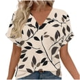 thumbnail image 1 of Cloaraye V Neck T Shirts for Women Summer Tops Short Sleeve Shirts Casual Loose Floral Printed Boho Tops, Gifts for Women, 1 of 6