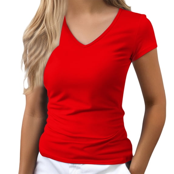 V Neck T Shirts for Women V Neck Short Sleeve Pullover with Streamlined Slim Fit for Vacation Weekends and Relaxed Styling Loose Fit Tees Blouses