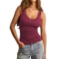 thumbnail image 1 of V Neck Tank Top Lace Camisole Tops for Women Summer Going Out Tops Wine Red L, 1 of 9
