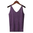 thumbnail image 1 of V Neck Tank Tops for Woman's Solid Color V Neck Sequin Camisol Tank Tops Deep purple, 1 of 4