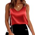thumbnail image 1 of V Neck Tank Tops for Womans Silk Satin V-Neck Tank Top – Sexy Sleeveless Camisole, Summer Work & Casual Blouse, 1 of 8