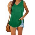 thumbnail image 1 of V Neck Tank Tops for Women Loose Fit Sleeveless Top Summer Clothes Dark green XXXL, 1 of 6