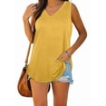 thumbnail image 1 of V Neck Tank Tops for Women Loose Fit Sleeveless Top Summer Clothes Yellow L, 1 of 6
