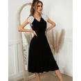 thumbnail image 1 of V Neck Tie Neck Lace Sleeve Dress for Women Below Knee Length, 1 of 3