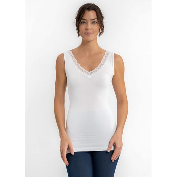 V-Neck Top with Lace Trim
