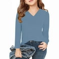 thumbnail image 1 of V Neck Tops for Girls Boys Casual Long Sleeve T Shirts Teens Size 3-14 Solid Color Pullover Basic Going Out Loungewear Tees Top, 1 of 5