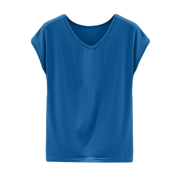V Neck Tshirts for Women, Comdrip Tank Top for Women Sleeveless Tops with in Bras Shelf Bra Padded Shirt 2025 Casual Tanks Loose Fit Women Shirt Light Blue 3XL