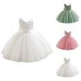 thumbnail image 1 of V-Neck Tulle Bridal Dress for Babies – Bow Puff Flower Girl Gown Ages 9M-6Y, 1st Birthday Party Wear, Festive Pair to Pink Dress for Girls Formality, 1 of 8