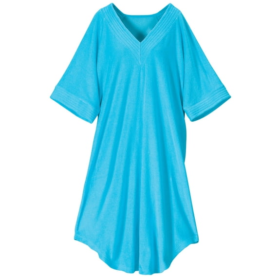 V Neck Turquoise Terry Caftan by Sawyer CreekTM