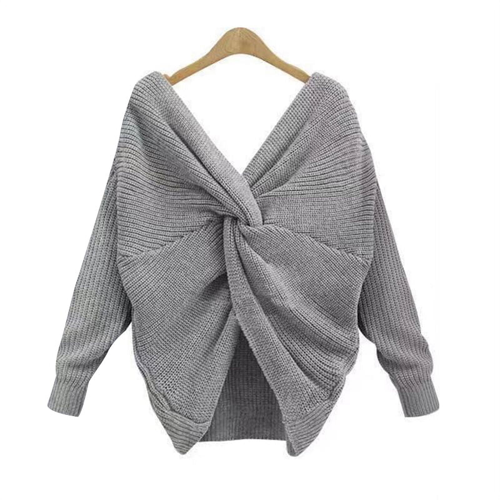 V neck top twisted back sweater