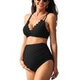 thumbnail image 1 of V Neck Two Piece Swimwear for Maternity High Waisted Pregnancy Bikini Set Pregnancy Swimsuit, 1 of 6