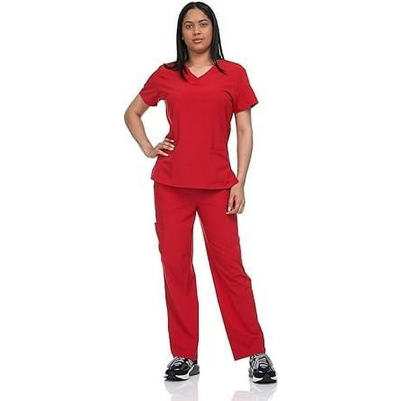 V Neck Unisex Scrub Set, Top and Pants Lightweight Stretch Fabric for Home Attendant and Nurse Uniform