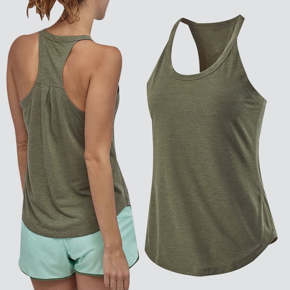 V Neck Vests for Women Casual Summer Basic Sleeveless Racerback Yoga Exercise Sport Tank Tops Army Green XL
