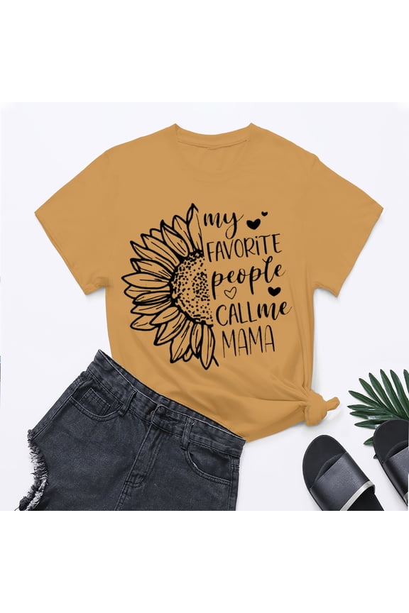 V-Neck Women's Short Sleeve T-shirt Life Is Better With My Boys Women Funny Mom Shirts Graphic Summer Short Athletic Casual Workout Tops,Yellow Women's Short sleeve T-shirt M
