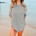 thumbnail image 1 of V-Neck Women's Short Sleeve T-shirt Women'S Loose And Comfortable Oversized Trendy T Shirt Top,Gray Women's Short sleeve T-shirt XXXL, 1 of 9