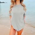 thumbnail image 1 of V-Neck Women's Short Sleeve T-shirt Women'S Loose And Comfortable Oversized Trendy T Shirt Top,Silver Women's Short sleeve T-shirt M, 1 of 9