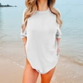 thumbnail image 1 of V-Neck Women's Short Sleeve T-shirt Women'S Loose And Comfortable Oversized Trendy T Shirt Top,White Women's Short sleeve T-shirt L, 1 of 9