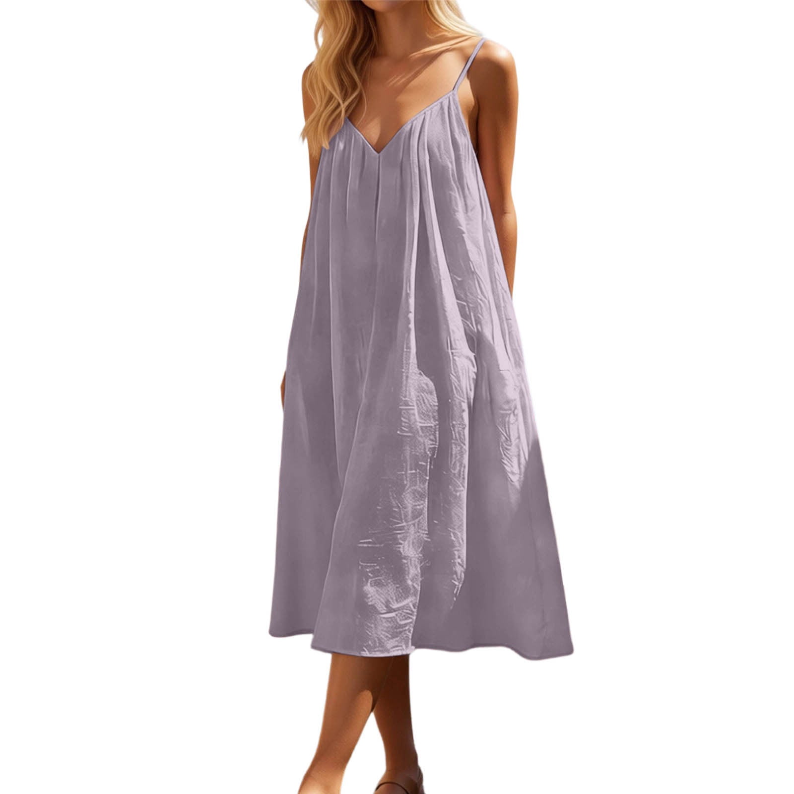 V Neck Women's Strapless Backless Loose Loungewear Dress Casual Light ...