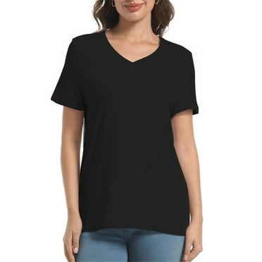Women's V-Neck T-Shirts - Short Sleeve Summer Basic Tops, Soft & Breathable, Sizes S-3XL
