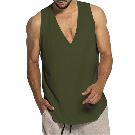 V-Neck Workout Sleeveless Shirt New Color Vest Sleeveless Casual Sports Loose Vest V-Neck Tank Revealing Tank Tops for Men